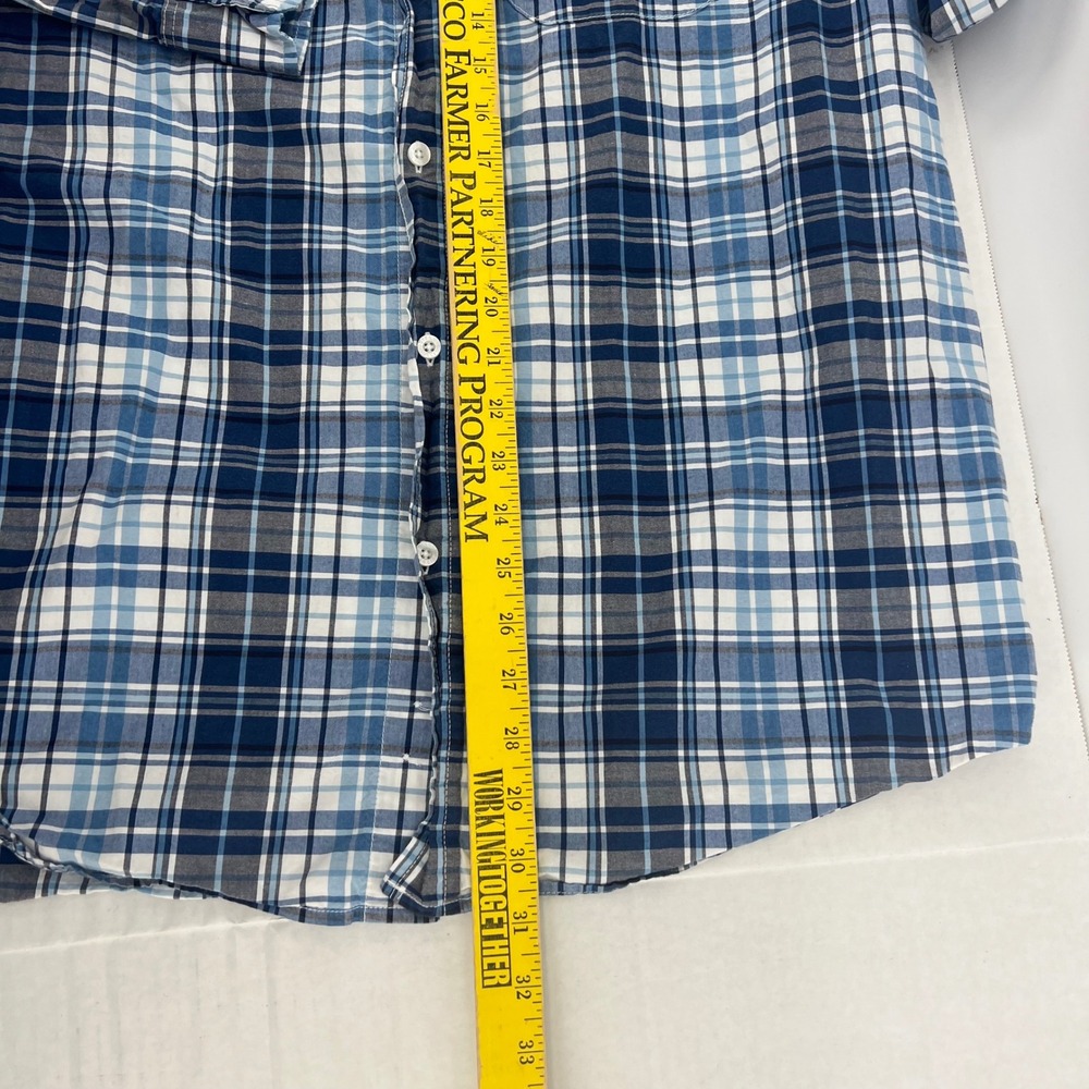 Disney Parks men's Shirt XL Button Blue Original ‎ Plaid Shirt Mickey Logo - Picture 2 of 7